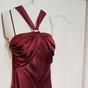 Floor length satin evening gown